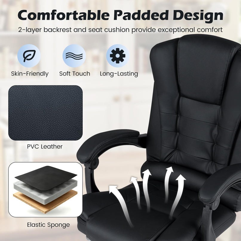 GIANTEX Massage Office Chair Comfy Desk Chair with Foot Rest