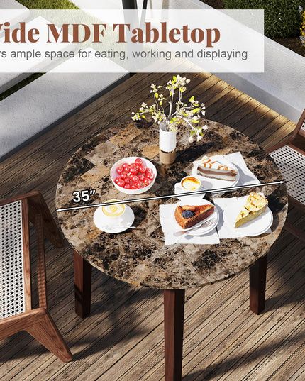 Giantex 35” Round Dining Table - Kitchen Table with Rubber Wood Legs