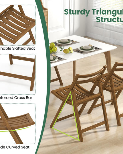 Giantex Wooden Folding Chairs Set, Dining Chairs with Wide Curved Seat