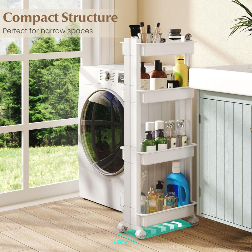 Giantex 4-Tier Slim Rolling Storage Cart 9" W Narrow Slide