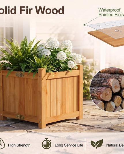 GIANTEX 15" Folding Wooden Planter Box with Removable Bottom