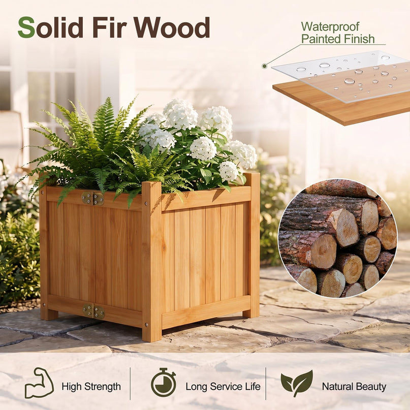 GIANTEX 15" Folding Wooden Planter Box with Removable Bottom
