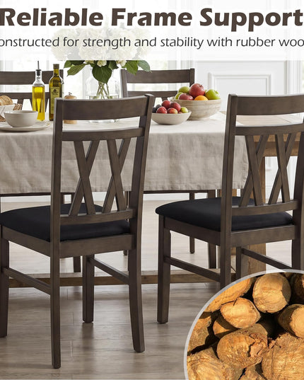 Giantex Linen Style Upholstered Kitchen Chairs with Dual X-Shaped Back (2/4)