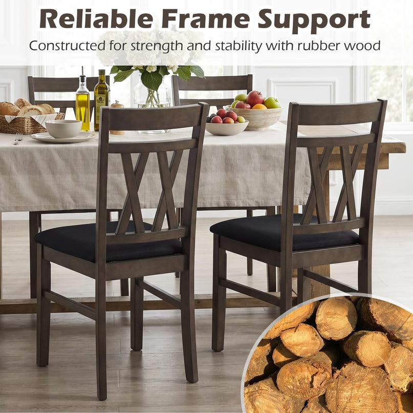 Giantex Linen Style Upholstered Kitchen Chairs with Dual X-Shaped Back (2/4)
