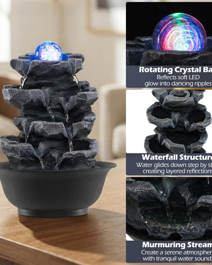 Giantex Stacked Rock Cascade Tabletop Water Fountain for Office Home Relaxation