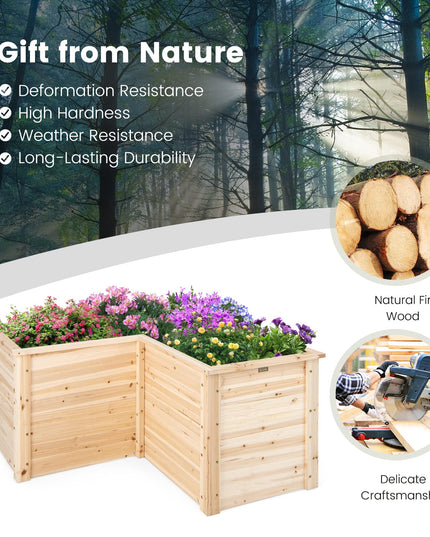 Giantex Raised Garden Bed, 47.5" x 47.5" x 24.5" Wooden Planter Box, Outdoor L-Shaped Deep Garden Bed for Sapling Flower Herb Vegetable Fruit