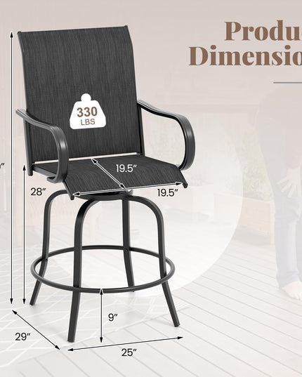 Giantex Swivel Outdoor Bar Stools, All-Weather Bar Height Patio Chairs