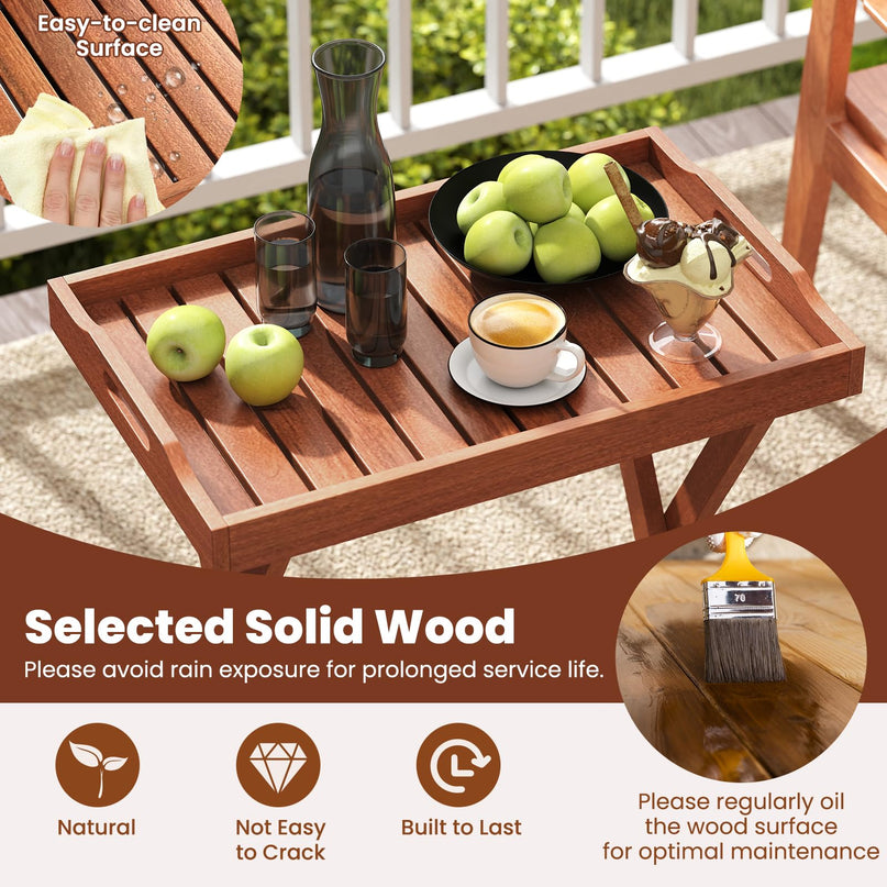 Giantex Outdoor Side Table with Removable Tray Top