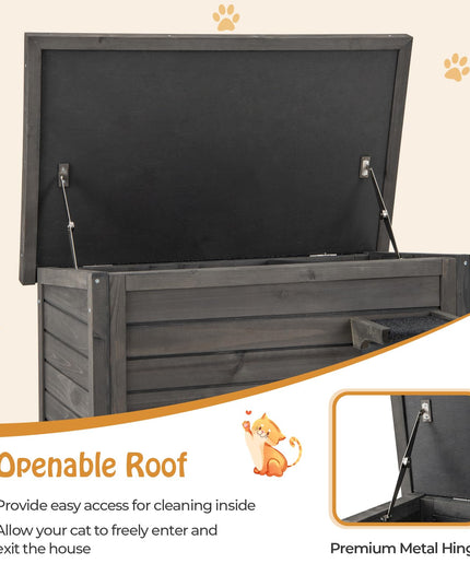 Giantex Outdoor Cat House - Weatherproof Feral Cat Shelter with All-Round Foam Insulated