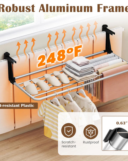Giantex 37" L Aluminum Hanging Laundry Rack with Adjustable and Foldable Brackets