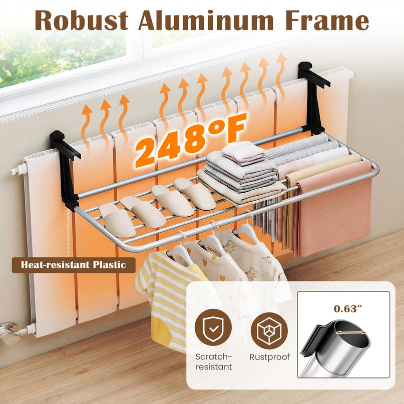 Giantex 37" L Aluminum Hanging Laundry Rack with Adjustable and Foldable Brackets