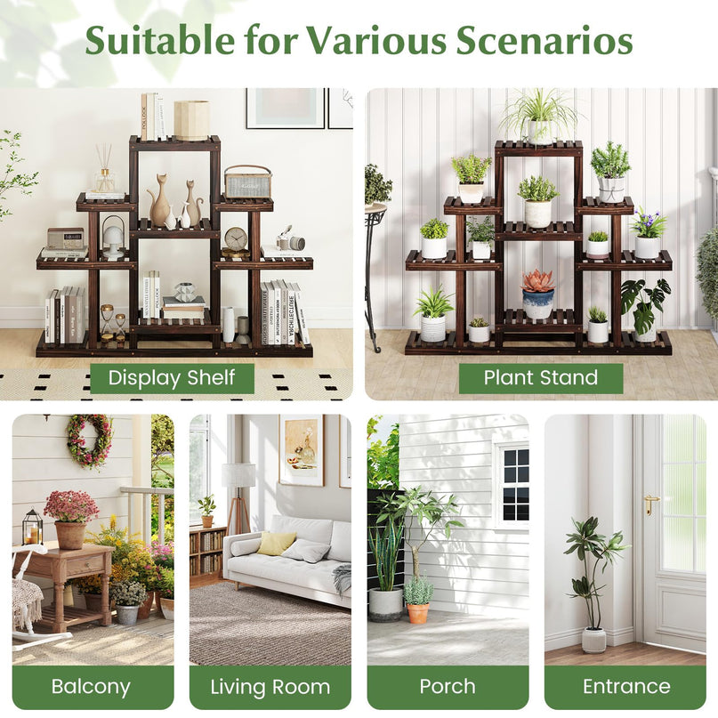 Giantex Plant Stand Indoor & Outdoor 6 Tier Wood Flower Pot Stand