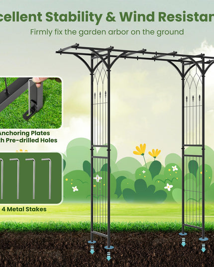 Giantex Garden Arch Trellis, Wedding Arbor for Ceremony Party, 79''W x 81''H, Metal Garden Arbor for Climbing Plants Rose