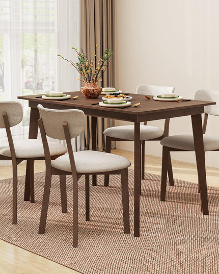 Giantex 5-Piece Dining Table Set for 4, Kitchen Table Set with 48” Dinner Table, Padded Seat, Rubber Wood Legs