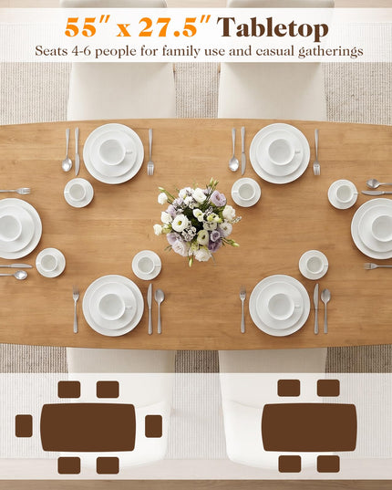 Giantex 55" Solid Wood Rectangular Dining Table for 4-6 (55" x 27.5" x 30")