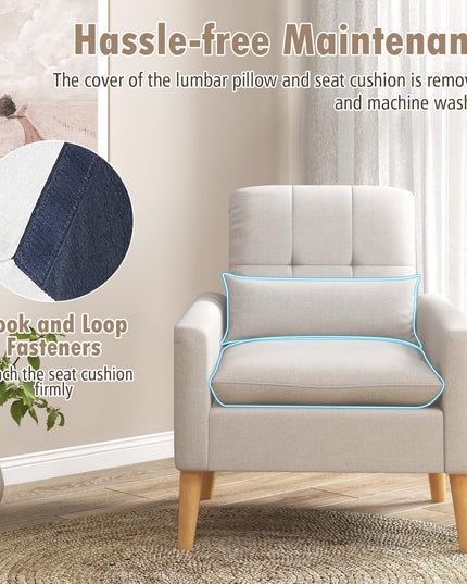 Giantex Modern Accent Chair, Mid-Century Linen Fabric Armchair