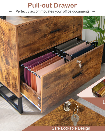 Giantex Lateral File Cabinet with 2 Drawers with Lock
