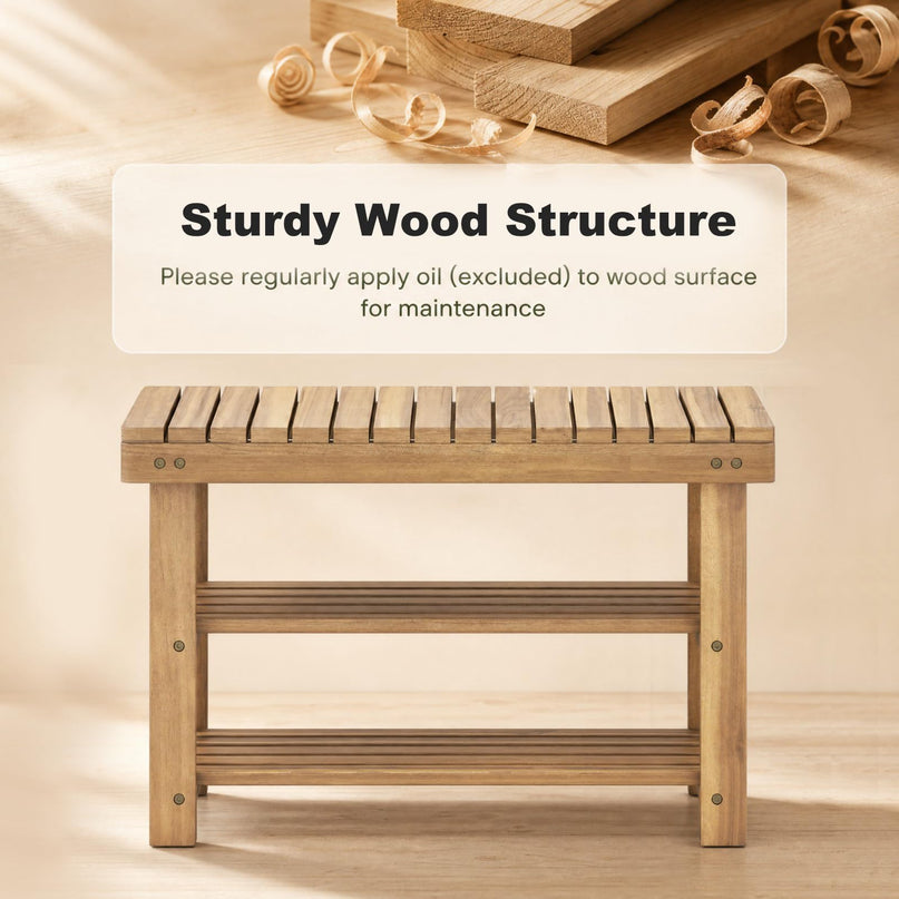 GIANTEX 3-Tier Wooden Shoe Rack Bench