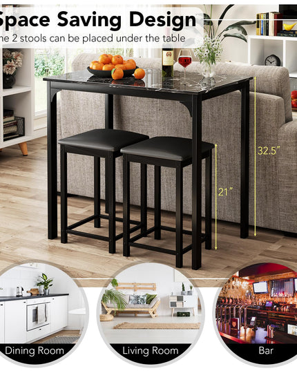 Giantex Dining Table Set for 2, Kitchen Table Set with Counter Height Dining Table