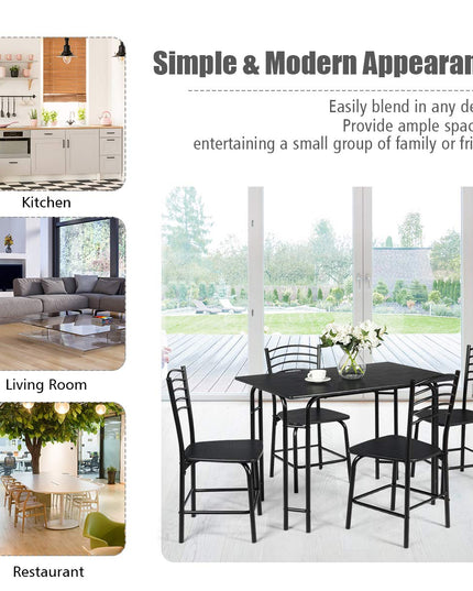 Giantex 5 PCS Dining Table Set 4 Person Modern Kitchen Table and 4 Chairs