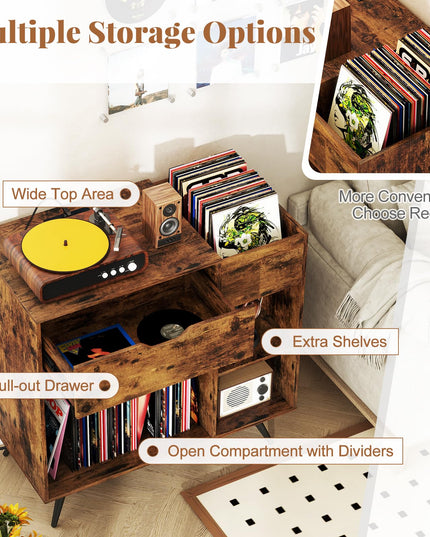 Giantex Large Record Player Stand with Charging Station