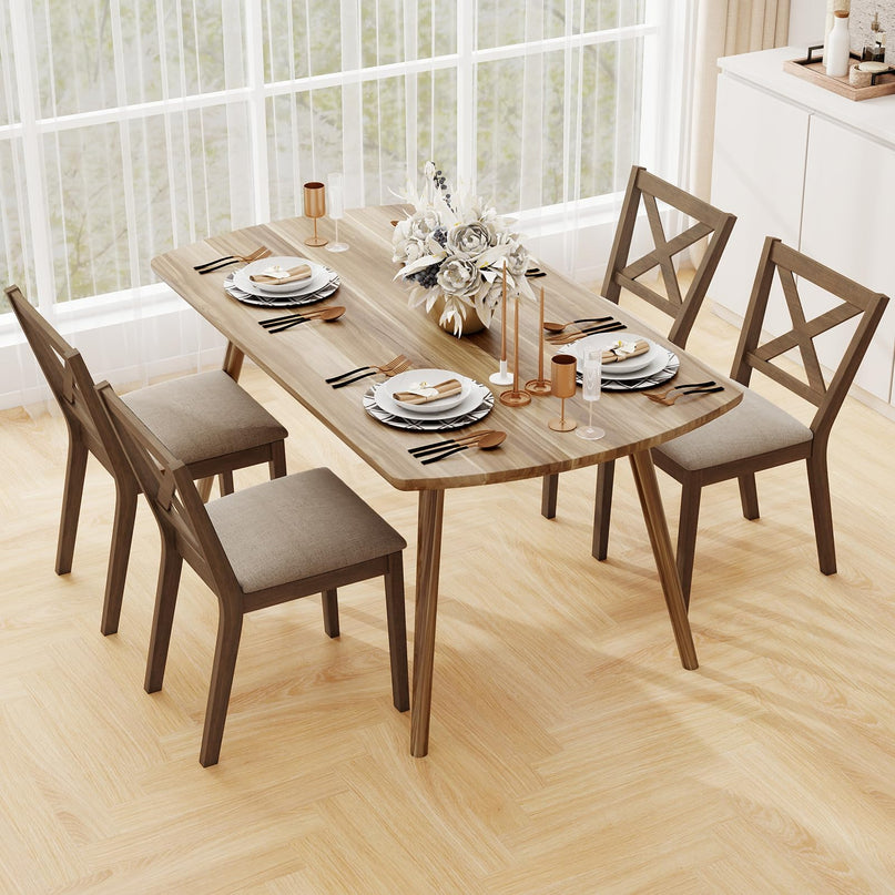 Giantex Wooden Dining Chairs Set of 2/4 with Rubber Wood Legs