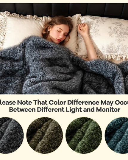 Giantex Faux Fur Throw Blanket Faux Wolf Fur Blankets