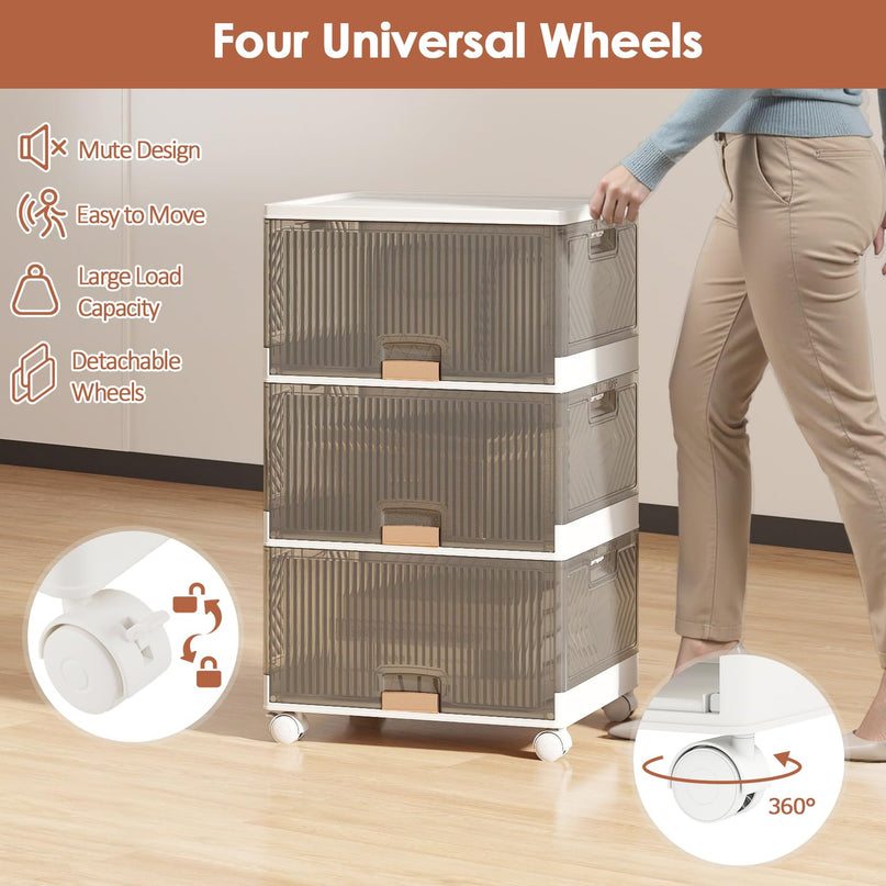 Giantex 3 Tier Stackable Storage Bins with Lids