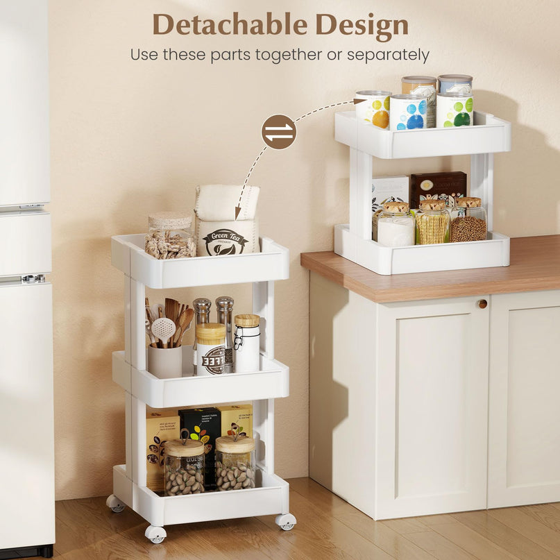 Giantex 3-Tier Rolling Storage Cart Slide Out Plastic Organizer Rack