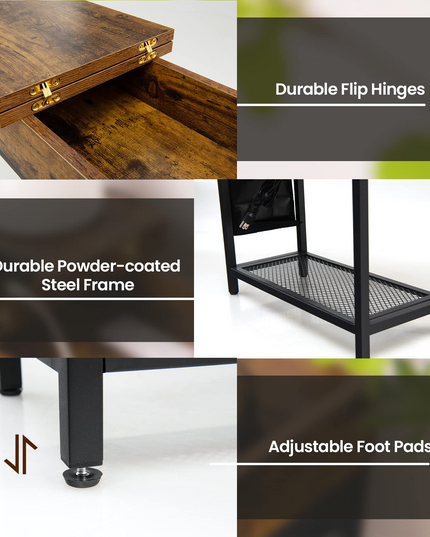 Giantex Set of 2 End Table with Charging Station, Industrial Multifunctional Nightstand