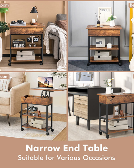 Giantex End Table with Charging Station - Lift Top Narrow Side Table