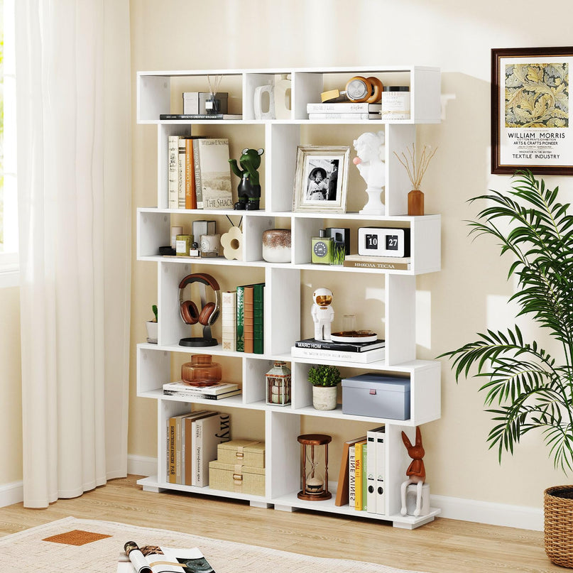 Giantex 6 Tier Geometric Bookshelf with 2 Anti Tipping Kits