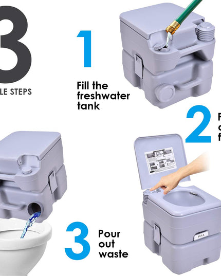 Portable Toilet 5.3 Gallon with T-Shaped Flush System