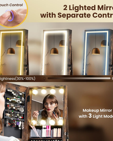 360° Rotating Jewelry Cabinet with Storage for Earrings