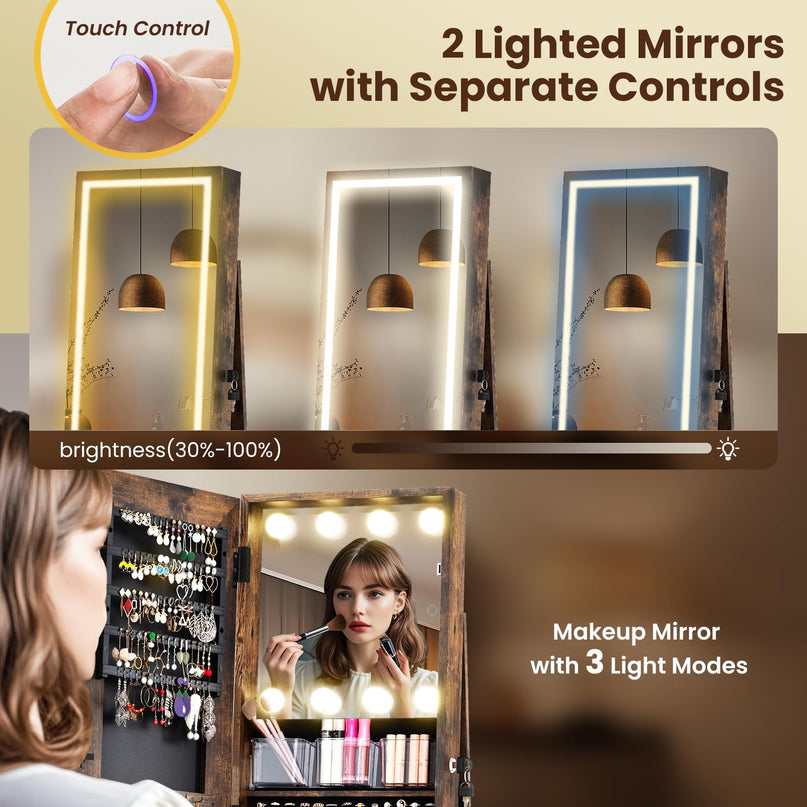 360° Rotating Jewelry Cabinet with Storage for Earrings