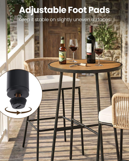 Table de bar de patio Giantex 41 pouces en bois d'acacia avec cadre en métal robuste