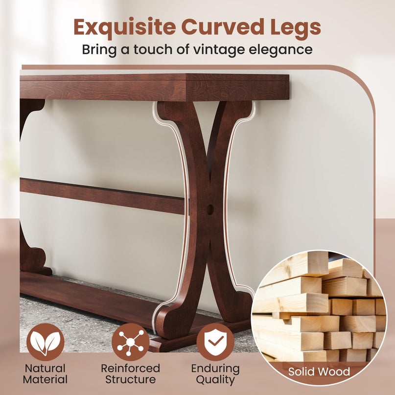 Giantex 52" Narrow Console Table Vintage Accent Entryway Table with Open Storage Shelf