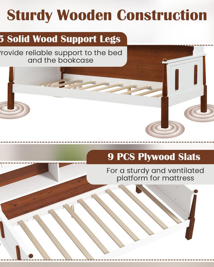 Giantex Wood Twin Bed with Storage
