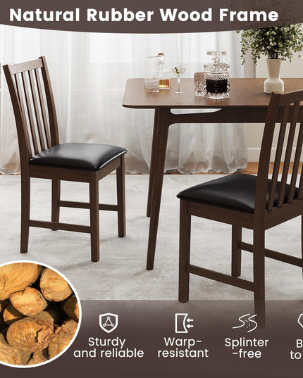Giantex Wooden Dining Chairs Set of 2/4 Faux Leather Upholstered Kitchen Chair