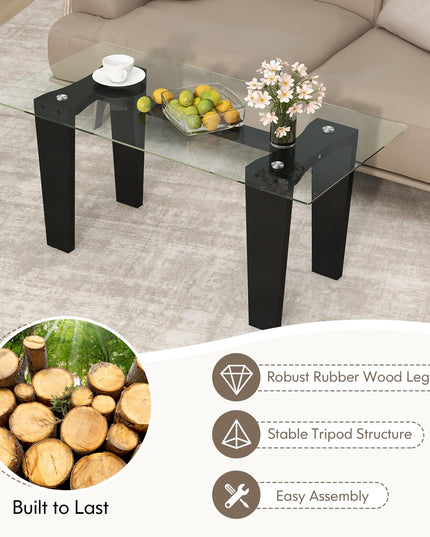 Giantex Rectangular Glass Coffee Table
