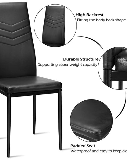 4 Dining Chairs, High Back Dining Side Chairs w/PVC Leather & Non-Slip Feet Pads