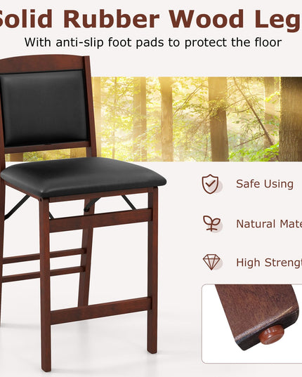 Giantex Folding Counter Height Bar Stools Set of 2/4, 24.5" Farmhouse Barstools w/Padded Back & Seat