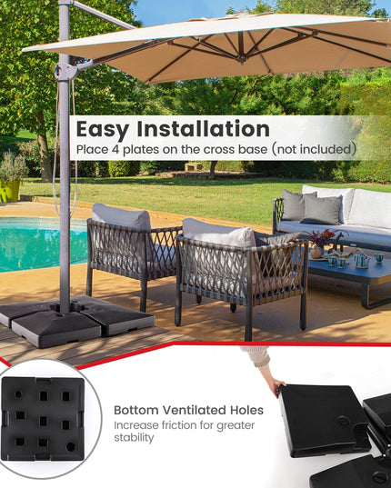 Giantex 284 lbs Fillable Offset Patio Umbrella Base, 4PCS Umbrella Stand Water Sand Weight for Cantilever Umbrella
