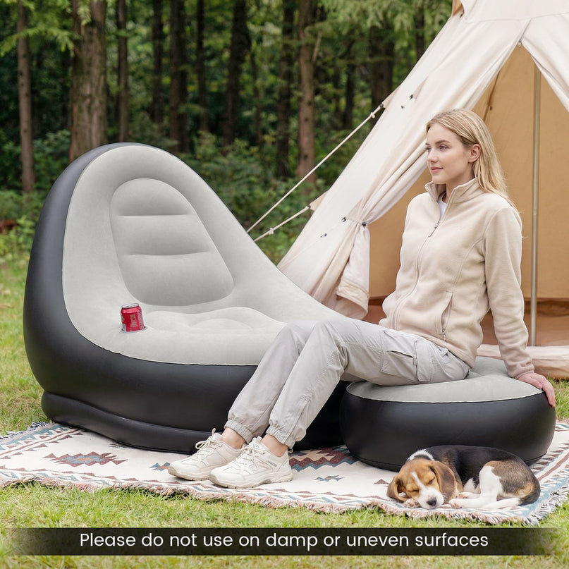 Fauteuil gonflable Giantex avec pouf pour adultes