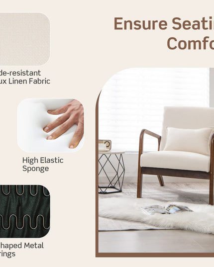 Giantex Modern Accent Chair with Pillow - Comfy Upholstered Lounge Armchair with Anti-Slip Felt Pads