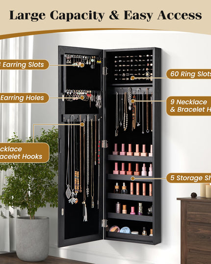Giantex Wall Door Mounted Jewelry Armoire Cabinet with Full-length Mirror