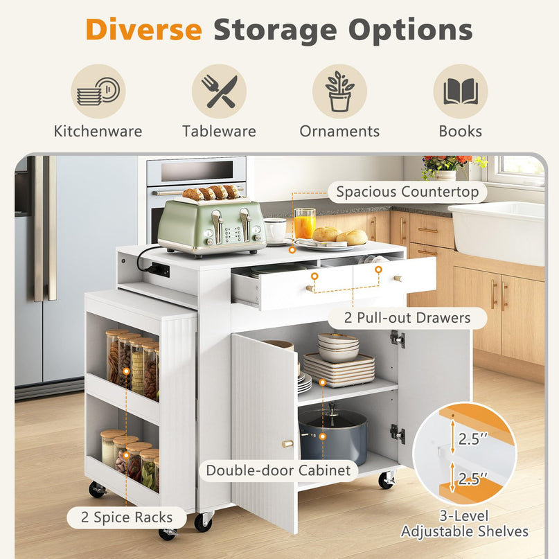 GIANTEX 72”-44.5” Extendable Kitchen Island with Storage