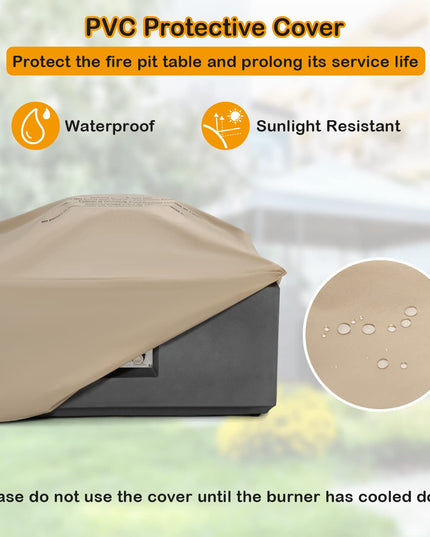 Giantex Fountain Fire Pit Table - 50,000 BTU Square Fire Table w/ Middle Fountain