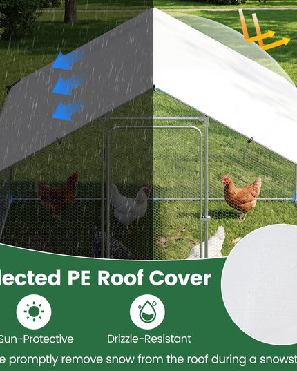 Giantex 9.8 x 6.7 x 6.6 FT Large Metal Chicken Coop with Waterproof Cover