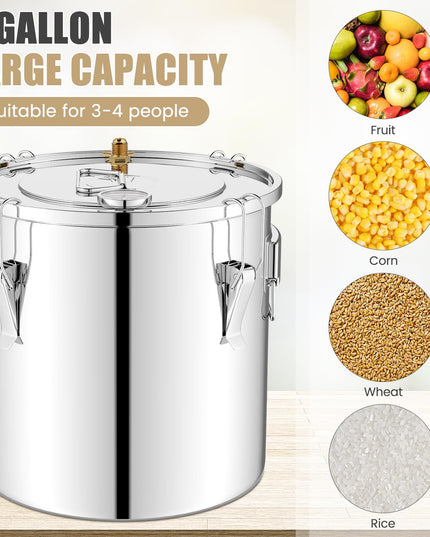 Giantex 5 or 10 Gal Alcohol Still, 3 Pots Stainless Steel Water, Alcohol, Oil Distiller Kit with Built-in Thermometer